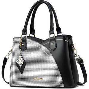 Women’s Black PU Leather Tote & Satchel Bag | Top Handle Crossbody Shoulder Bag